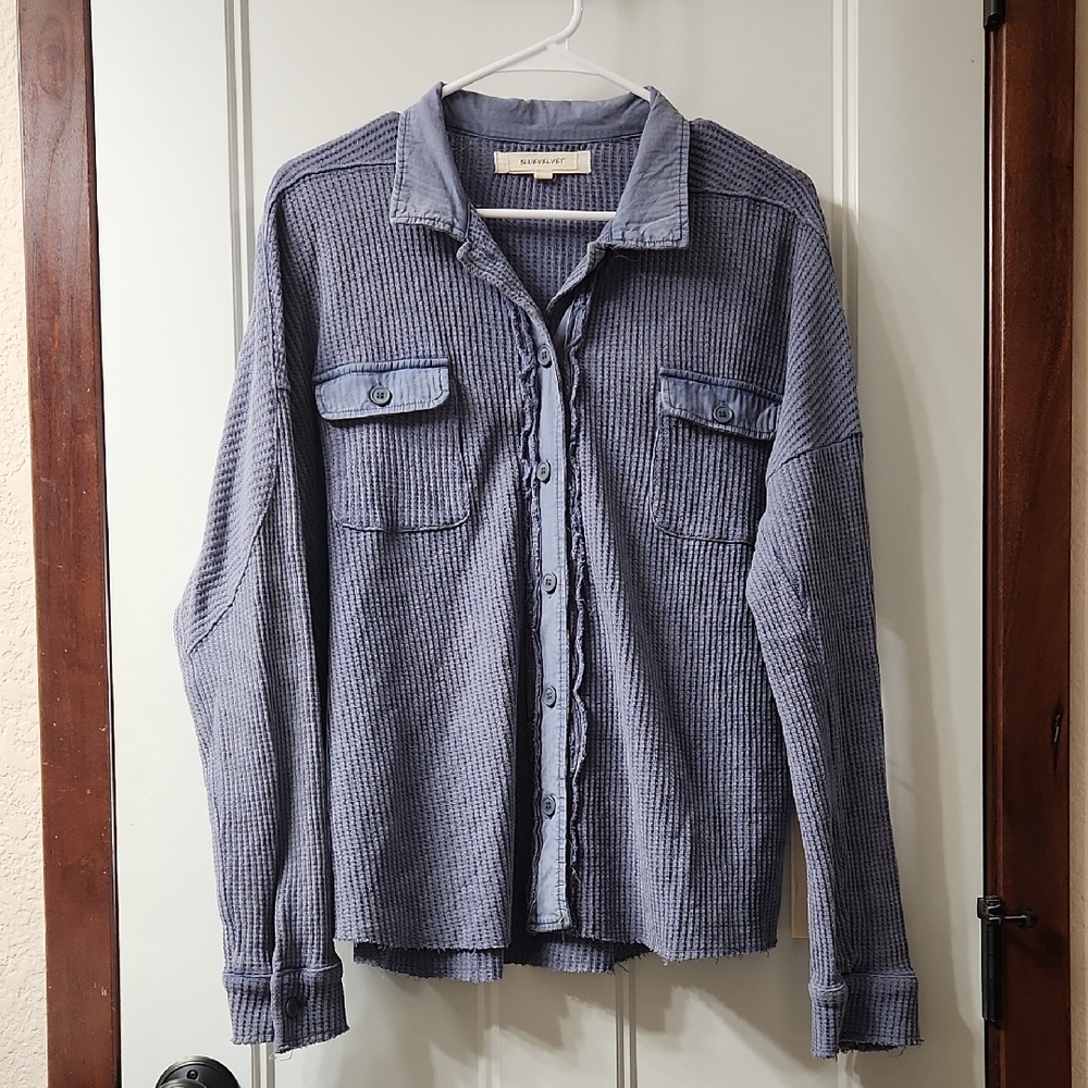 NWT Blue Velvet Button-Down Shirt - S